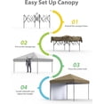 thumbnail image 3 of 10'x10' Pop Up Canopy Tent, Instant Canopies Portable Gazebo with 1 Removable Sidewall, 4 Stakes, 4 Ropes for Outdoor Events, Patio, Party, Camping, Khaki, 3 of 5