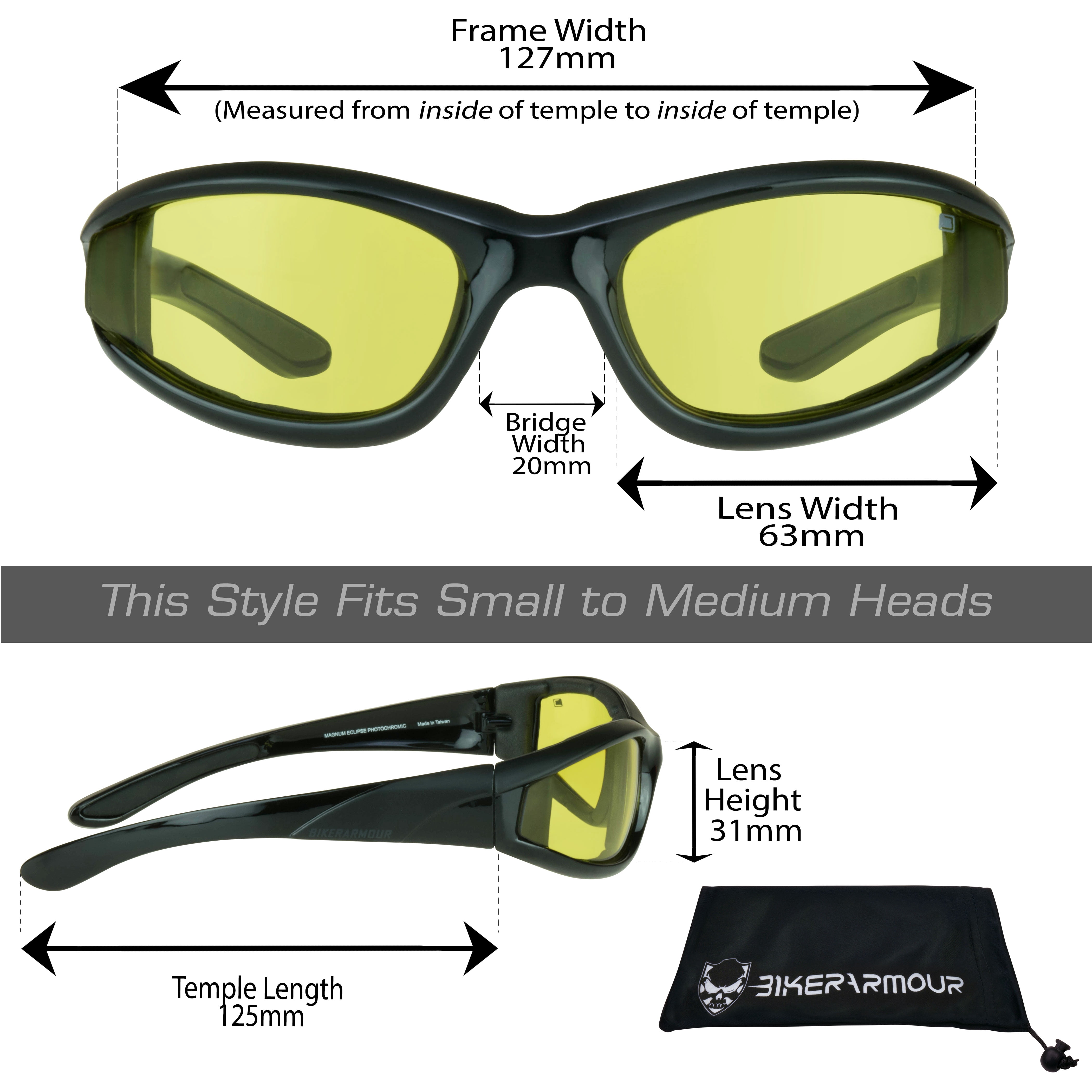 Bikershades Motorcycle Biker Day Night Glasses Black Men Women Gray Clear Yellow