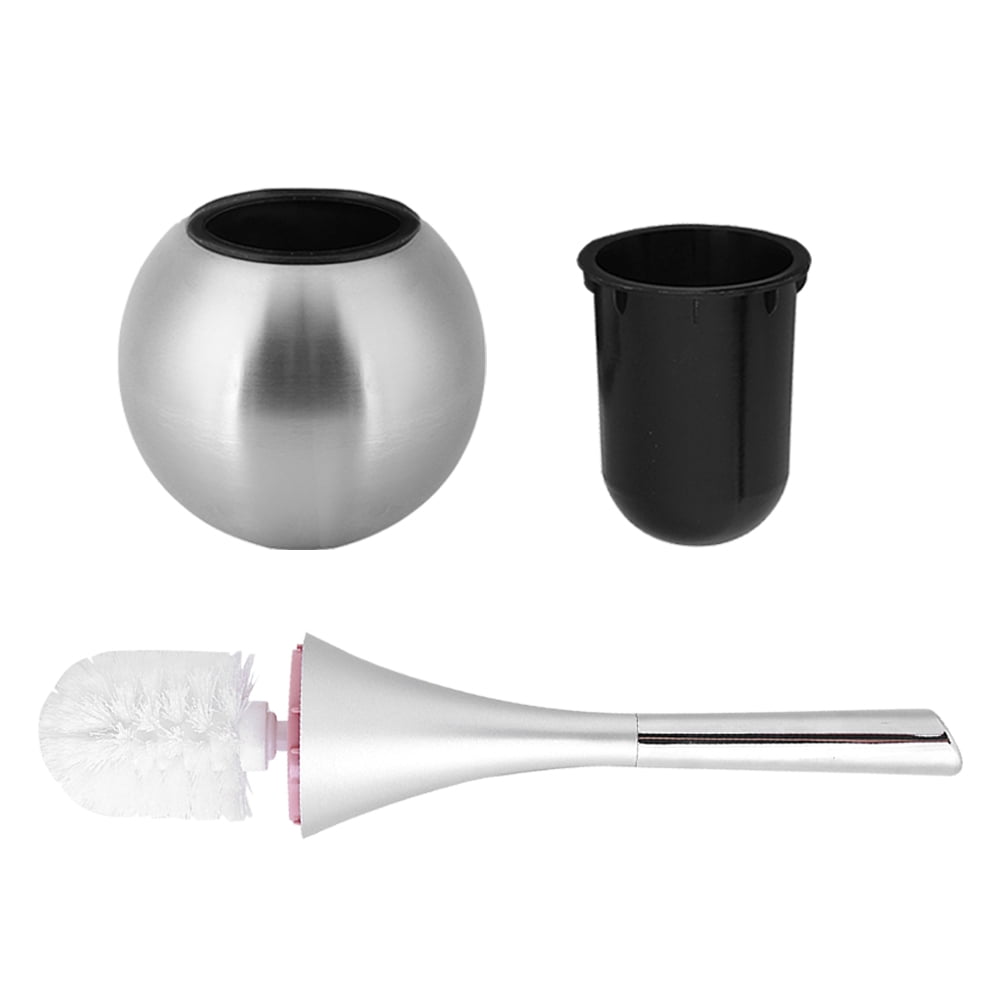 OTVIAP Toilet Cleaning Brush,Creative Bathroom Toilet Scrub Cleaning Brush Holder Set with Stainless Steel Base Bathroom Brush Bathroom Toilet Brush(Sliver)