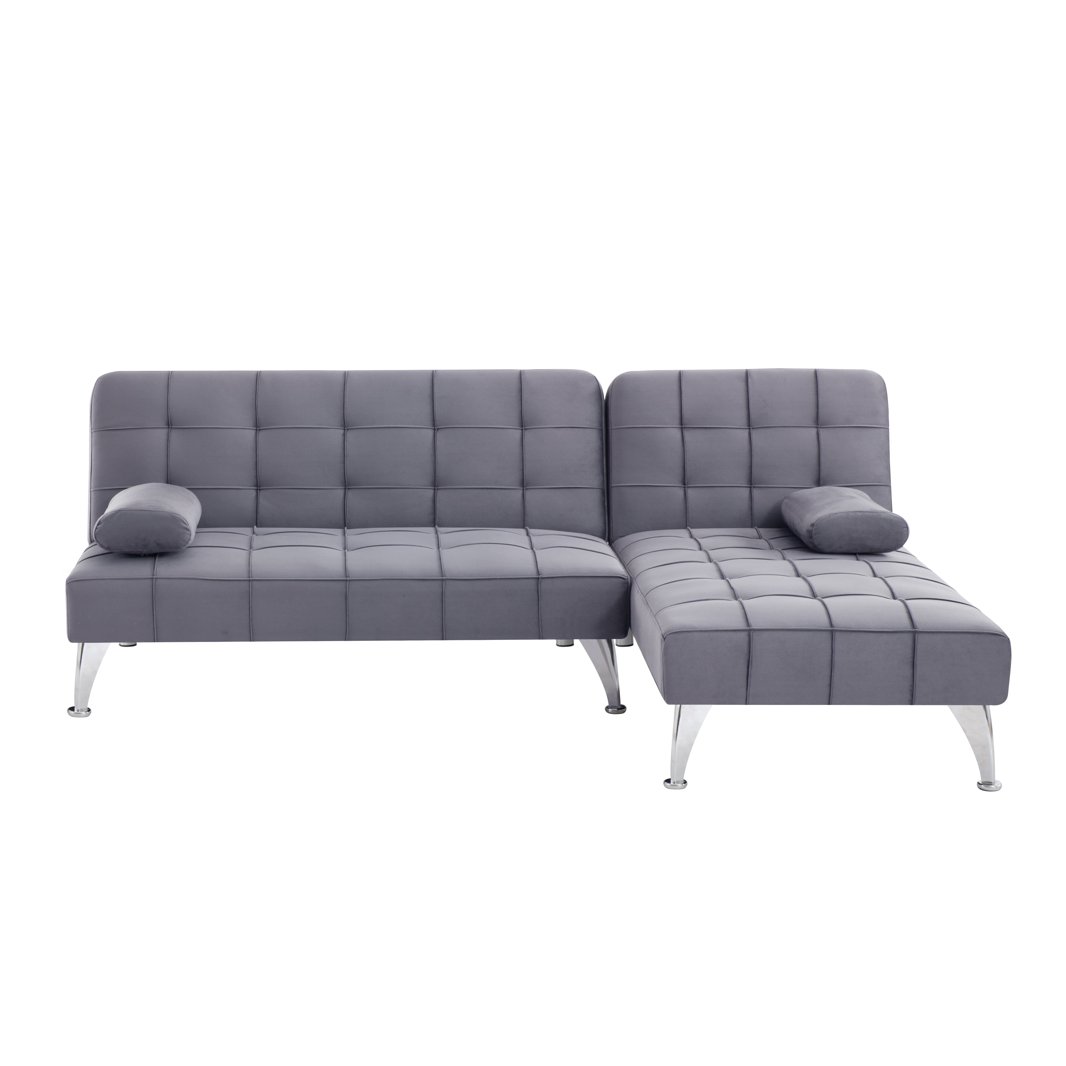 BSHTI Velvet Sectional Sofa 78.35” L Shaped Couch with Sleeper Function – Split-back design Modern Convertible Sleeper Sofa Bed for Living Room, Gray