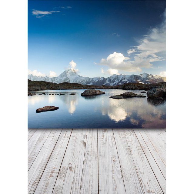 ABPHQTO Fondo de fotografía de piso de madera Fondos de fotos de nubes escénicas 150x220cm