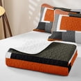 thumbnail image 4 of Castle Fairy Mid Century Geometric Panel Twin Quilt Set 2 Pieces,Minimalism Color Block Twin Coverlet Set,Terracotta Gray Black,1 Bedspread and 1 Pillowcase, 4 of 7