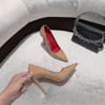 thumbnail image 1 of Women Red Sole Pumps New Sexy Bottom Pointed Toe Black Thin High Heel Shoes 8cm 10cm 6cm Shallow Sexy Wedding Shoe, 1 of 4