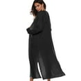 thumbnail image 4 of Women's Maxi Cardigan,Casual Long Sleeve Ankle-Length Flowy Open Front Drape Lightweight Duster Irregular Hem Thin Cardigan Sweater Knitted Coat Loose Longline Duster Coat,S-2XL Black, 4 of 4