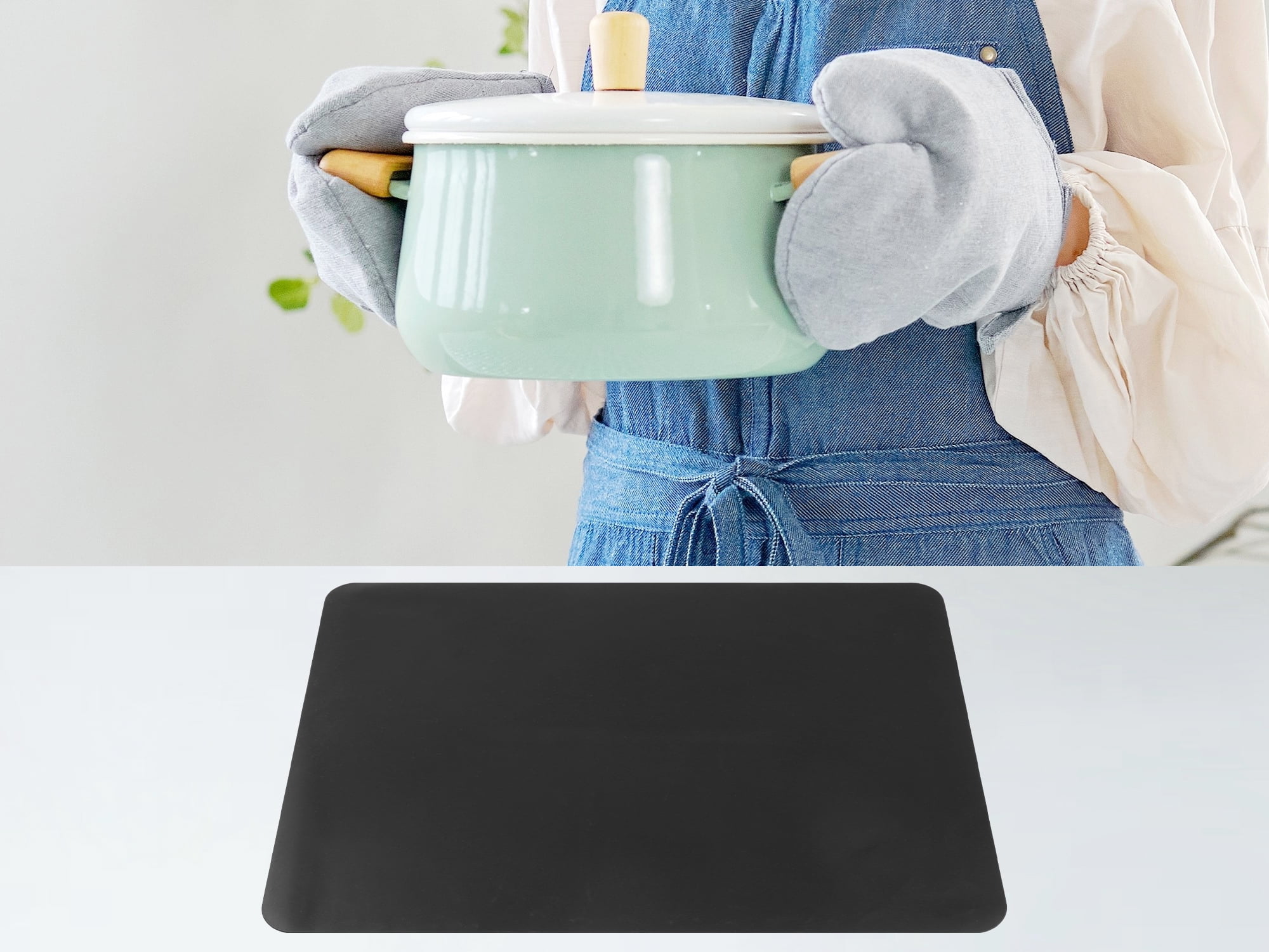 Unique Bargains Set of 6 Silicone Placemats for Kitchen Dining Table Decor Black