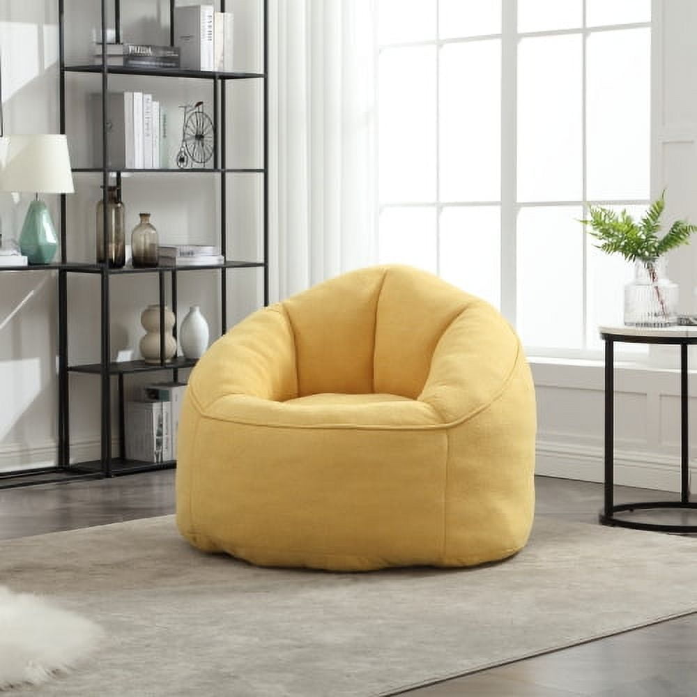 BSHTI 40"Bedding Bean Bag Sofa Chair,High Pressure Foam Bean Bag Chair,Adult Material with Padded Foam Padding Compressed Bean Bag With Footrest-Yellow