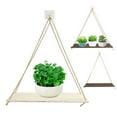 thumbnail image 3 of SPRING PARK Wooden Wall Storage Rack Sling Rope Hanging Plant Flower Pot Shelf Home, 3 of 6