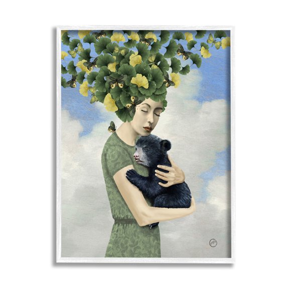 Stupell Industries Surreal Mother Earth Hair Vines Hugging Bear Cub ,16 x 20, Design by Paula Belle Flores