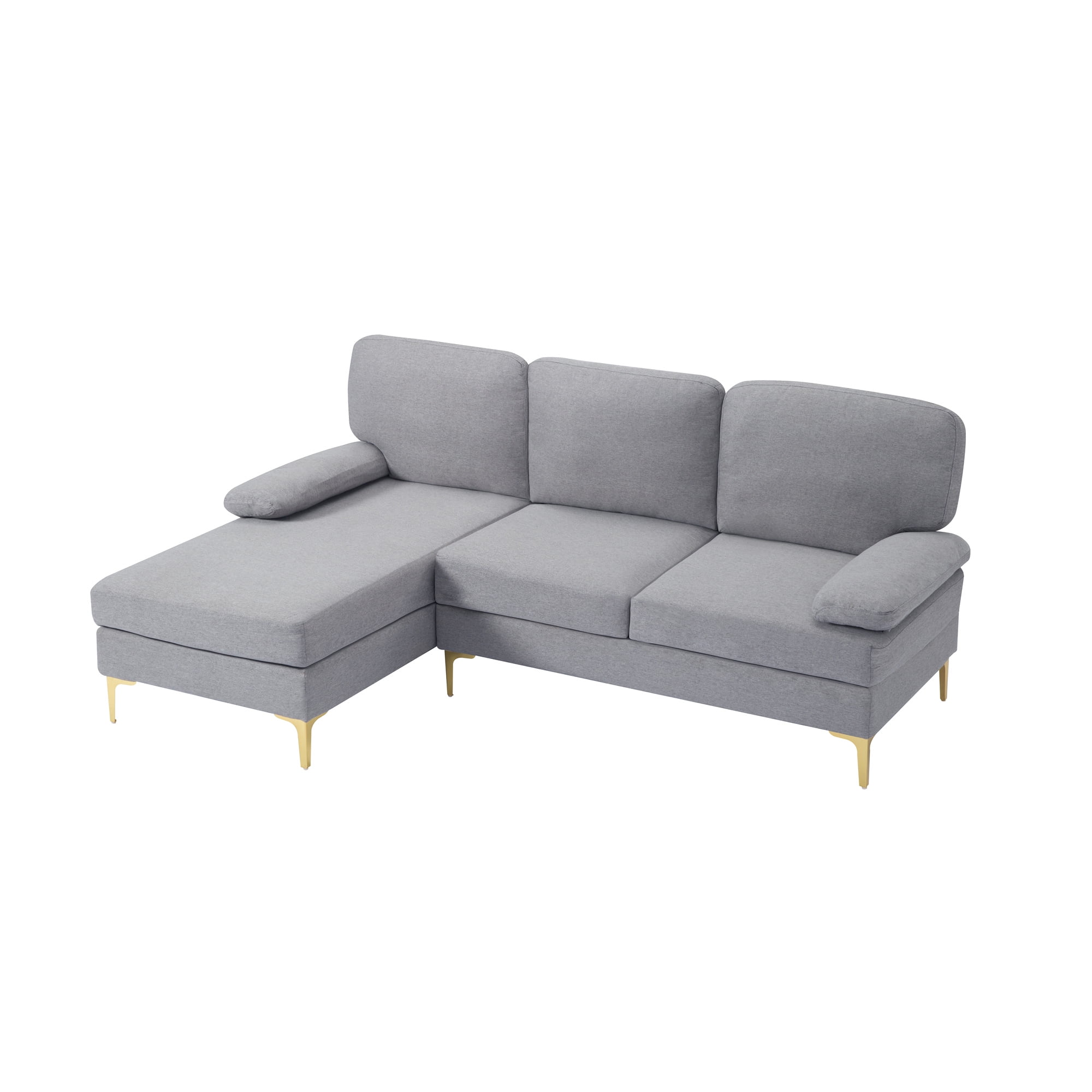Aukfa 80" Sectional Sofa with Chaise for Living Room, Modern Lounge Couch, Pillow Top Arm, Gray