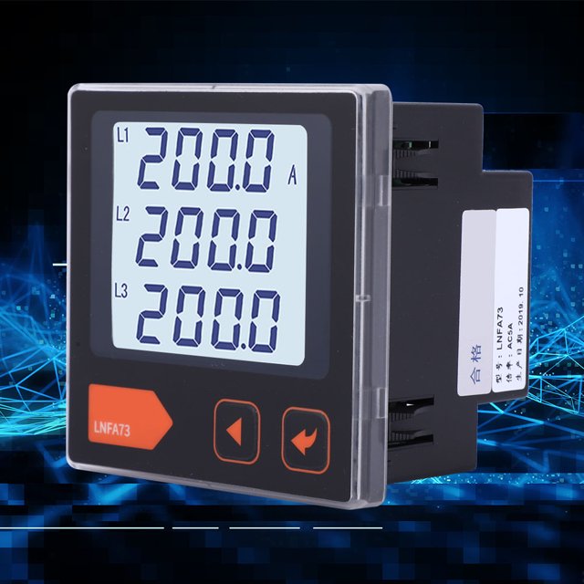 Amperímetro digital ANGGREK LNFA73 Pantalla LCD inteligente Medidor de Corriente trifásico digital