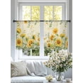 thumbnail image 4 of Summer Floral Sheer Curtains 2 Panels Set Watercolor Rustic Retro Sunflower Eucalyptus Leaves Sheer Window Curtains Light Filtering Rod Pocket Voile Drapes for Bedroom Living Room 52"x54", 4 of 9