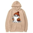 thumbnail image 4 of CAUYDY Cute Ghost Graphic Hoodies for Women Halloween Funny Spooky Hooded Sweatshirt Vintage Pullover Casual Tops(Khaki,M), 4 of 6