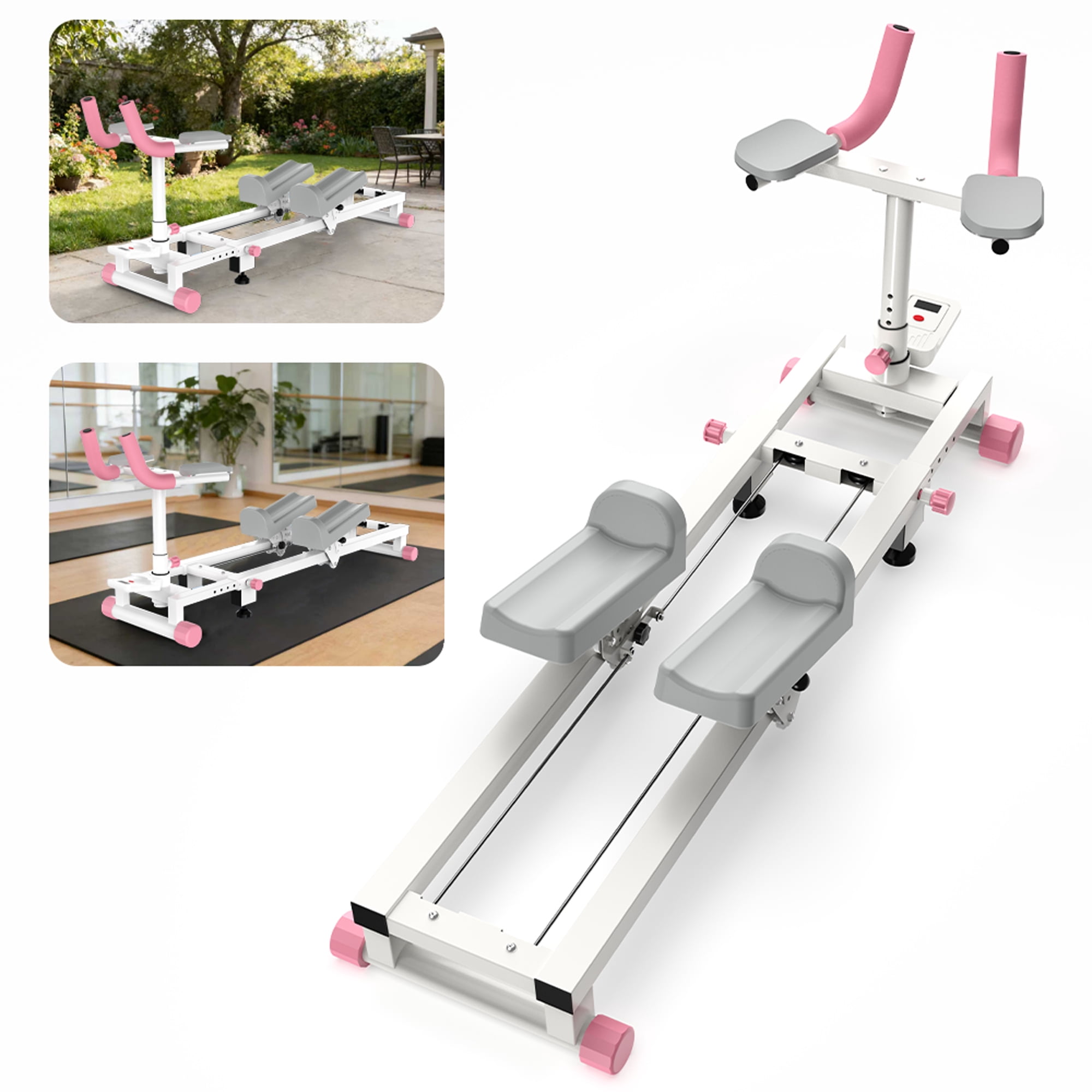 Leumius Crawl Spine Stretch Trainer,Full Body Low-Impact Cardio Machine with Adjustable Hand Grips, Knee Support & Steel Frame,Core Training Equipment for Home Gym Office Daily Workout,Pink