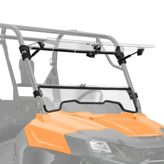 Kojem 3-in-1 Folding Windshield for 2014-2022 Honda Pioneer 700 / 700 4 Gas Spring Flip Scratch Resistant Windscreen Open Vented Closed Clear