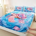 thumbnail image 3 of Homewish Pink Sea Turtle Full Size Sheets for Kid, Dreamy Groovy Flower Bed Sheets, Blue Ocean Theme Sheet Sets, Luxury Bedroom Decor, 4 Pieces, 3 of 7