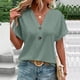 thumbnail image 5 of Puntoco 2024 mujeres verano moda tops mujer moda casual sólido botón cuello en V camiseta tops blusa, 5 of 7