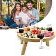 thumbnail image 3 of Wooden Outdoor Folding Picnic Table, Portable Outdoor Food Table, Glass Rack Compartmental Dish for Cheese Fruit, 3 of 7