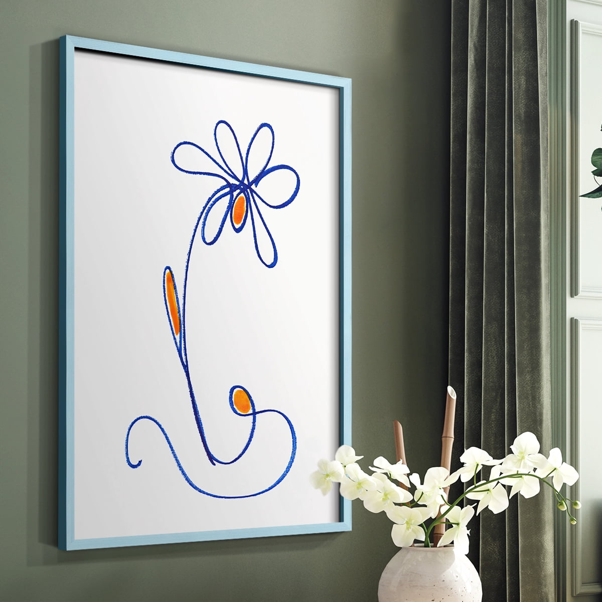 Wobbly Blooms II Framed Print - Solid Wood in Single Picture Frame Solid Wood 2 Framed Print