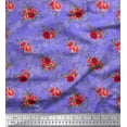 thumbnail image 1 of Soimoi Purple Cotton Jersey Fabric Leaves & Rose Floral Printed Craft Fabric by the Yard 58 Inch Wide, 1 of 3