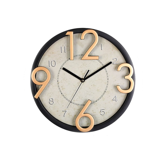 Reloj de pared Injueey movimiento silencioso Decoración del hogar color Oro viejo