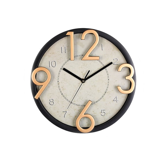 Reloj de pared Injueey movimiento silencioso Decoración del hogar color Oro viejo