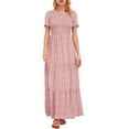 thumbnail image 1 of LUSMAY Women's Summer Casual Floral Print Party Wrap Maxi Dresses Short Sleeve A Line Long Tiered Sun dress, 1 of 7