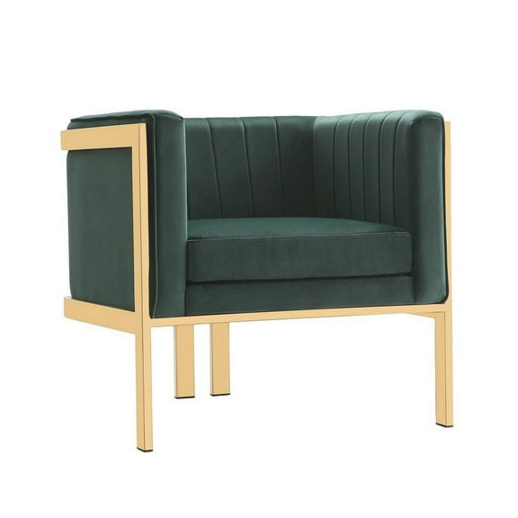 Manhattan Comfort Paramount Velvet Accent Armchair in Green/Polished Brass