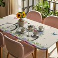 thumbnail image 3 of Farmhouse Spring Table Cloths for 6 Foot Rectangle Tables, Retro Bicycles Flowers Vines Butterfly Patio Waterproof Elastic Fitted Tablecloths, Washable Rectangular Table Cover for Camping, 3 of 8