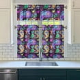 thumbnail image 3 of Elegant Classic 3-Piece Kitchen Curtains Set - Floral Paisley Vintage Boho Tier Panels with Valance, 54x18" + 2x27.5x36", Ethnic Pattern Semi-Sheer Rod Pocket Window Treatment for Small Windows, 3 of 6