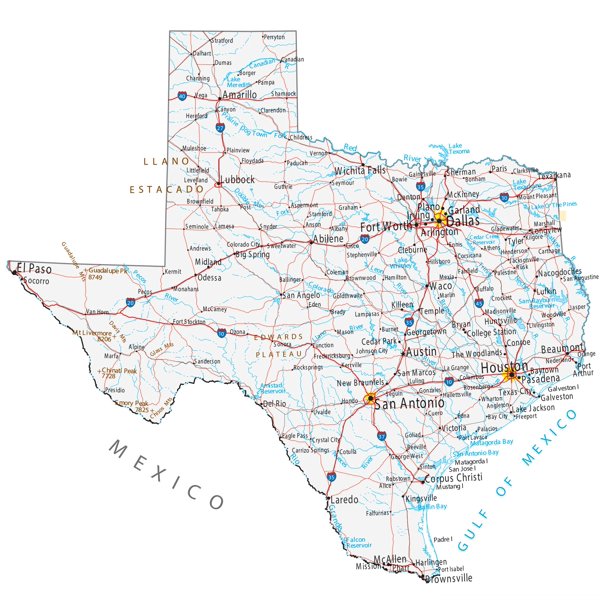 Texas Map Ã¢Â‚¬Â€Œ Roads & Cities - Large Map Vivid Imagery-20 Inch By 30 Inch Laminated Poster With Bright Colors And Vivid Imagery-Fits Perfectly In Many Attractive Frames - Walmart.com