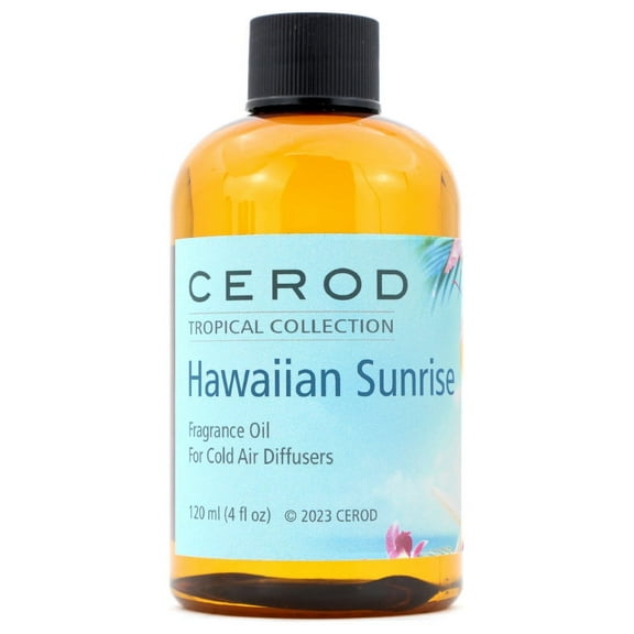 CEROD – Tropical Collection - Hawaiian Sunrise Fragrance Oil for Cold Air Diffusers - Aromatherapy Essential Oil Scents - Citruses, Fruits, Coconut, Vanilla, Tropical florals - 4 oz. (120ml)