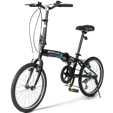 Goplus 20'' 7-Speed Folding Bicycle Bike for Adult Lightweight Iron Frame Dual (Best Lightweight Folding Bike)