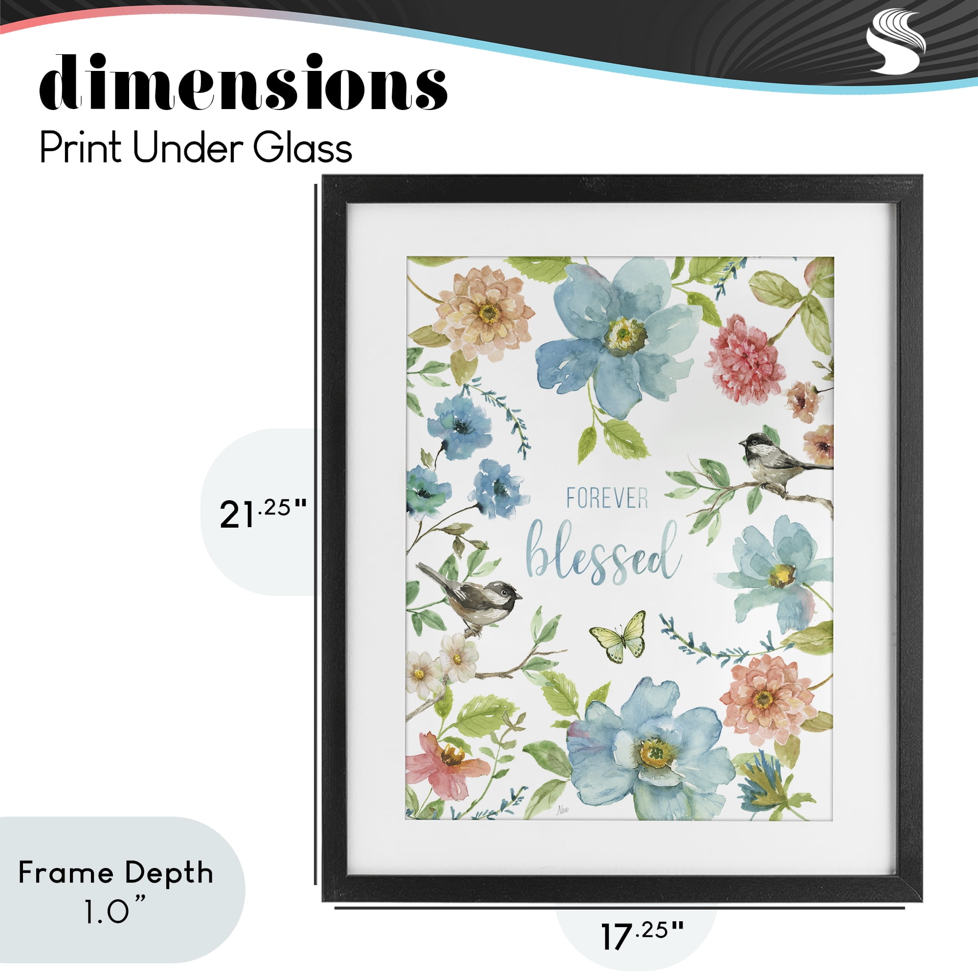 Stupell Industries Forever Blessed Pink & Blue Black Framed Print Under Glass, design by Nan