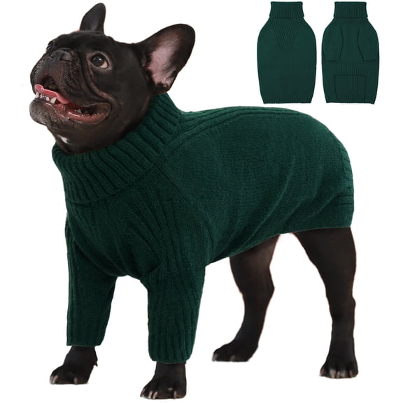 IECOii Warm Dog Sweater Turtleneck Pullover Knitwear for Medium and Large Dogs Winter Dog Clothes,Green,M