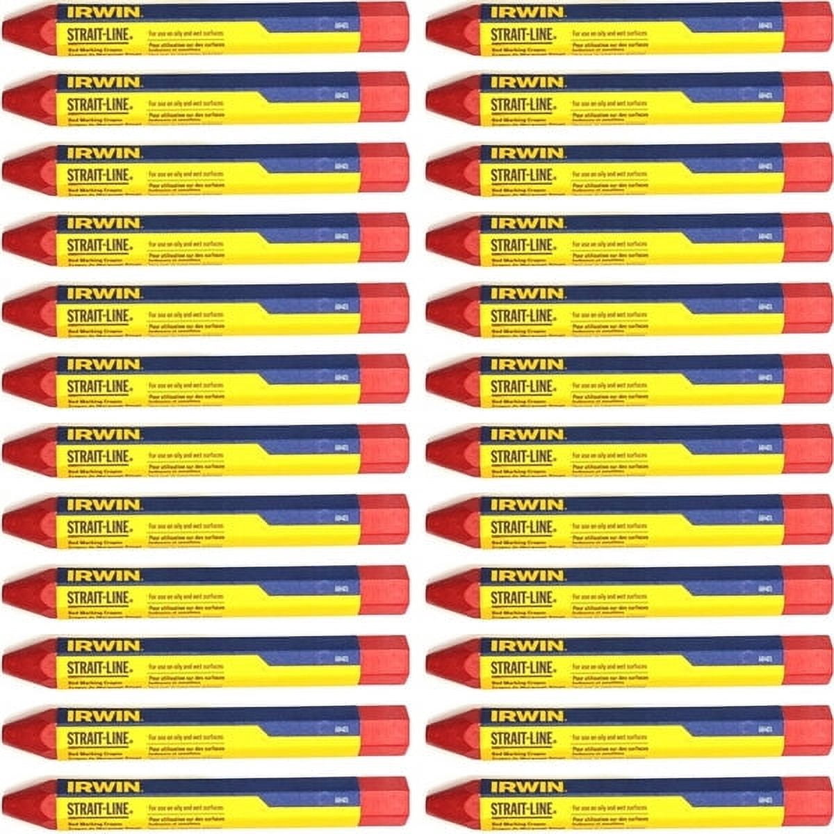 Case of 24 - Strait-Line Red Marking Crayon - (66401) Works on Oily and Wet Surfaces