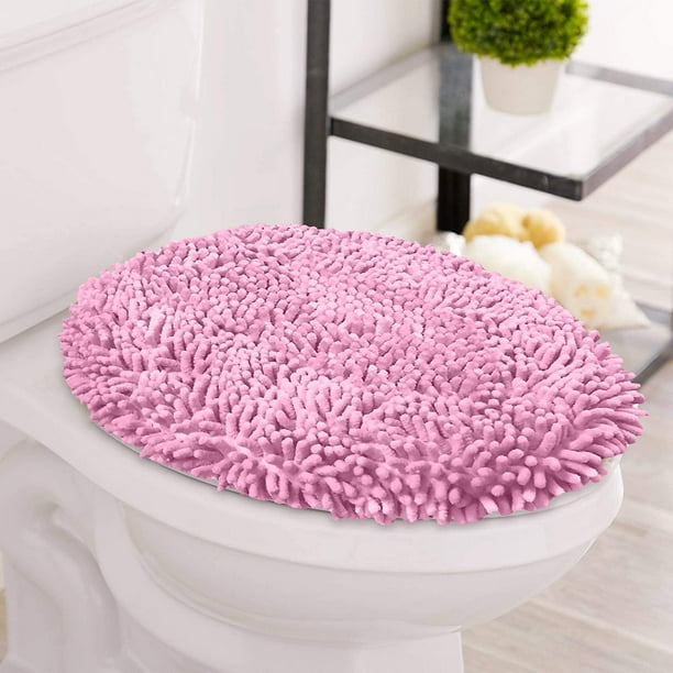 LuxUrux Toilet Lid Cover, ExtraSoft Plush Seat Cloud Washable Shaggy