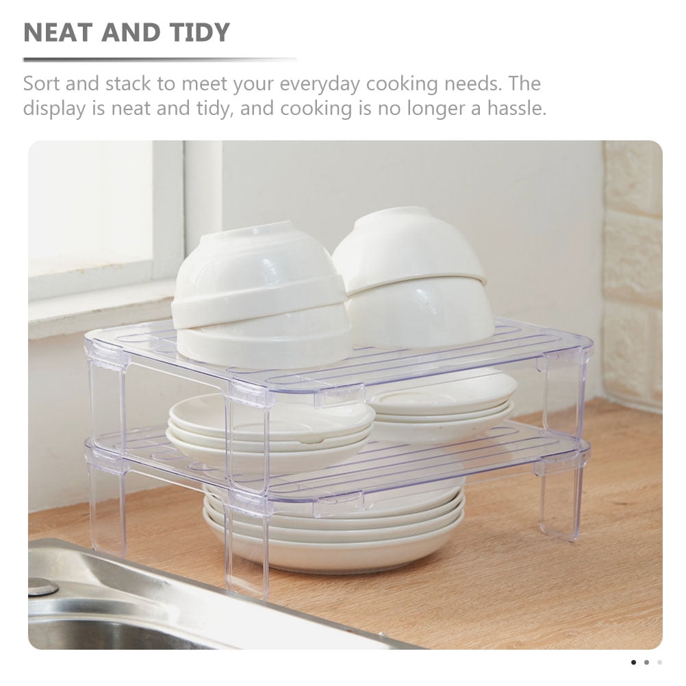 2pcs Refrigerator Organizer Shelf Fridge Stackable Storage Rack Kitchen Storage Rack