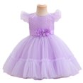 thumbnail image 1 of Vestido de niña para niños, vestido de tutú de Navidad con flores de lazo rojo, traje de fiesta de primer cumpleaños para niños pequeños, ropa de princesa de Año Nuevo 3T (etiqueta 100) Gao Jinjia LED, 1 of 2