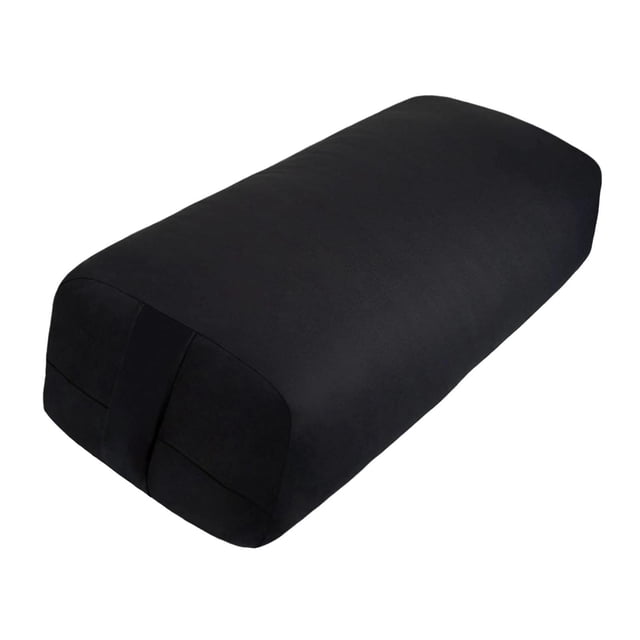 Almohada de yoga con funda suave y elástica, lavable a máquina, para la zona lumbar. Rectángulo negro