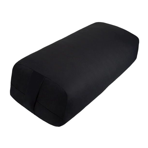 Almohada de yoga con funda suave y elástica, lavable a máquina, para la zona lumbar. Rectángulo negro