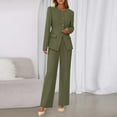 thumbnail image 5 of Women's Fashionable Casual Long-Sleeved Solid-Colour Elegant Trouser Suit with Stylish Design High-End Two-Piece Set, Professional and Chic,Army Green,L, 5 of 8