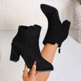 thumbnail image 6 of Women's Retro Suede Ankle Boots Almond Toe Chunky Block Heel Back Zipper Short Booties for Business Work, 6 of 8