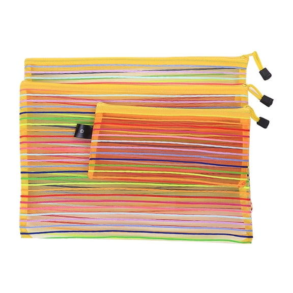 Soimiss Assorted Color Nylon File Bags for Storage, 3 Different Sizes, Reinforced Zipper, 3Pcs