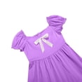 thumbnail image 6 of Glisme Big Girls Dress Solid Color Puff Sleeve Square Collar With Bowknot Back To School Lace Trim Tiered Girls Dresses, 6 of 9