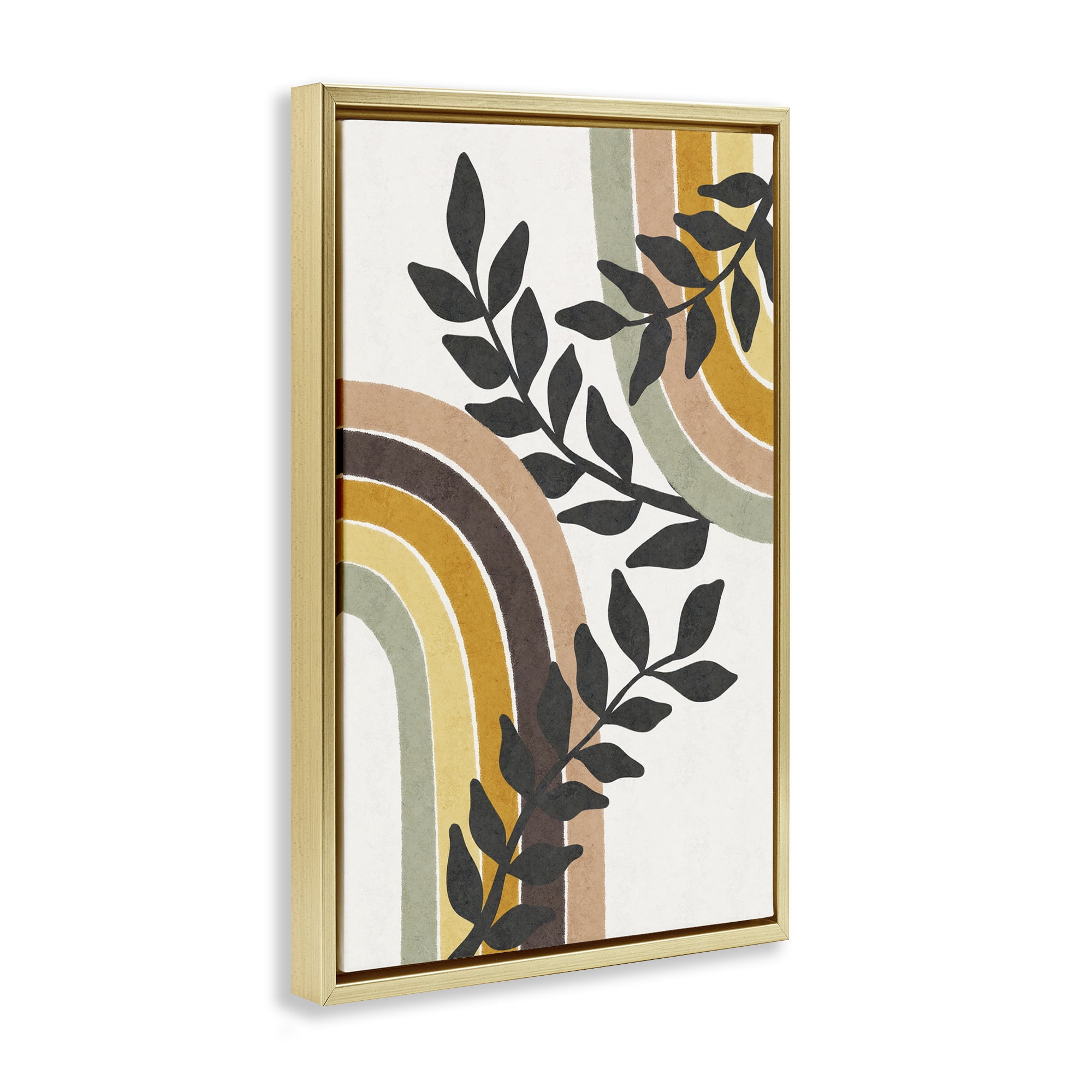 Stupell Industries Vine Swathed Rainbows Plants & Flowers Painting Gold Floater Framed Canvas Art Print Wall Art, 21 x 31
