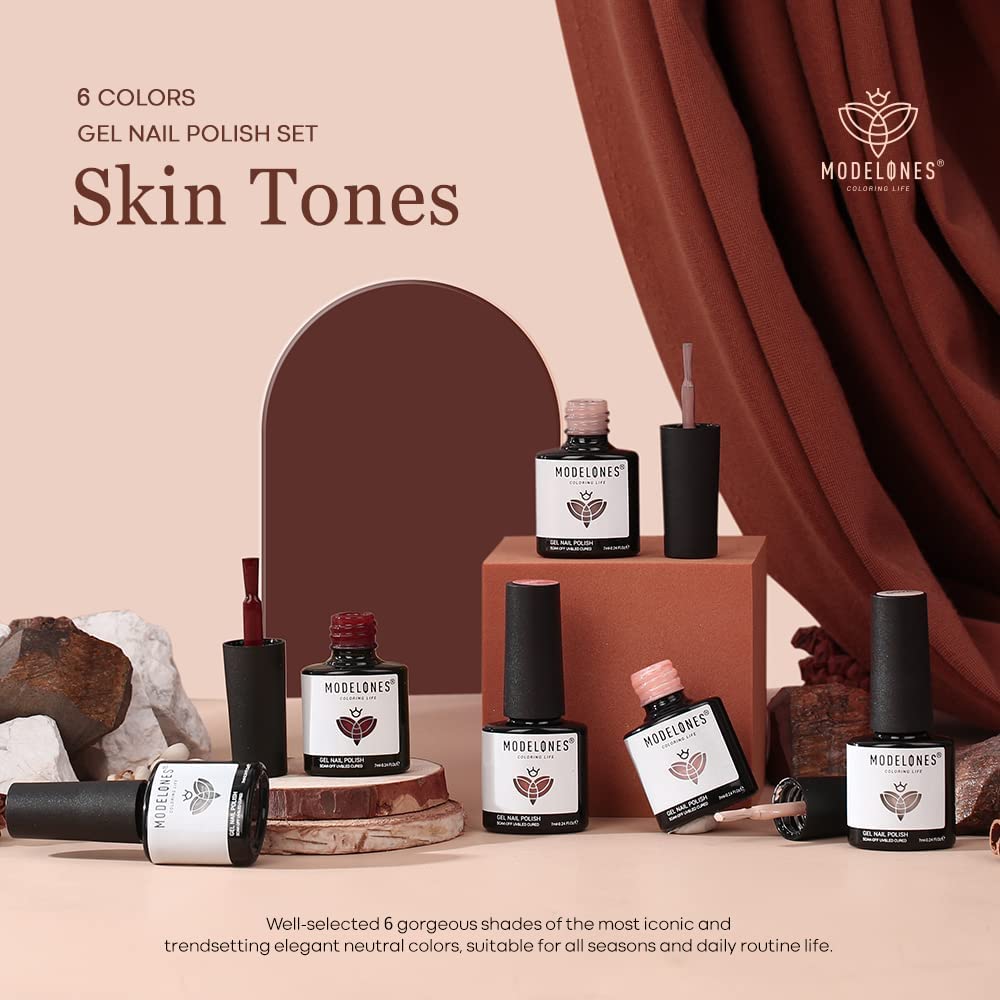 Modelones Gel Nail Polish Kit - 6 Fall Nude Brown Shades photo 5