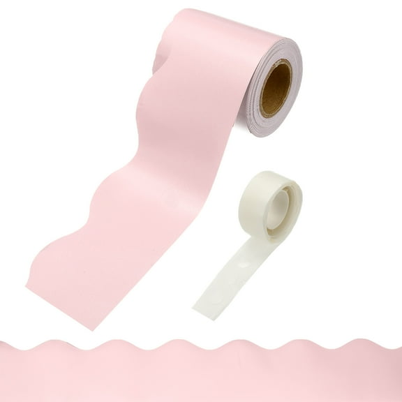 Uxcell Bulletin Board Borders, 32.8ft Macaron Pink Border with Clear Sticky Dots