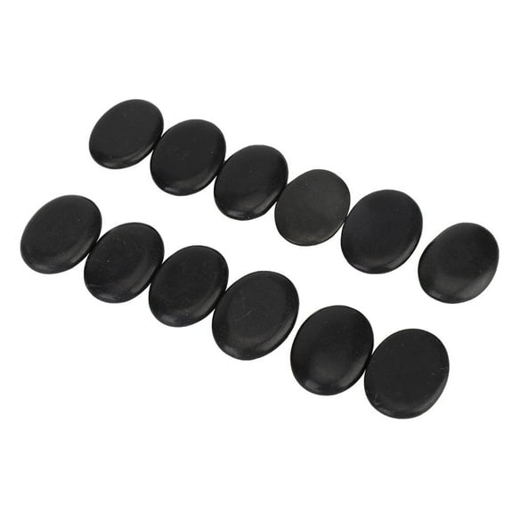 12pcs Massage Stones Hot Stone Basalt Hot Rocks Stones Warm Stone Hot Stone Massage Body Massage Natural Lava Rock Basalt Stone for Spas, Massage Therapy