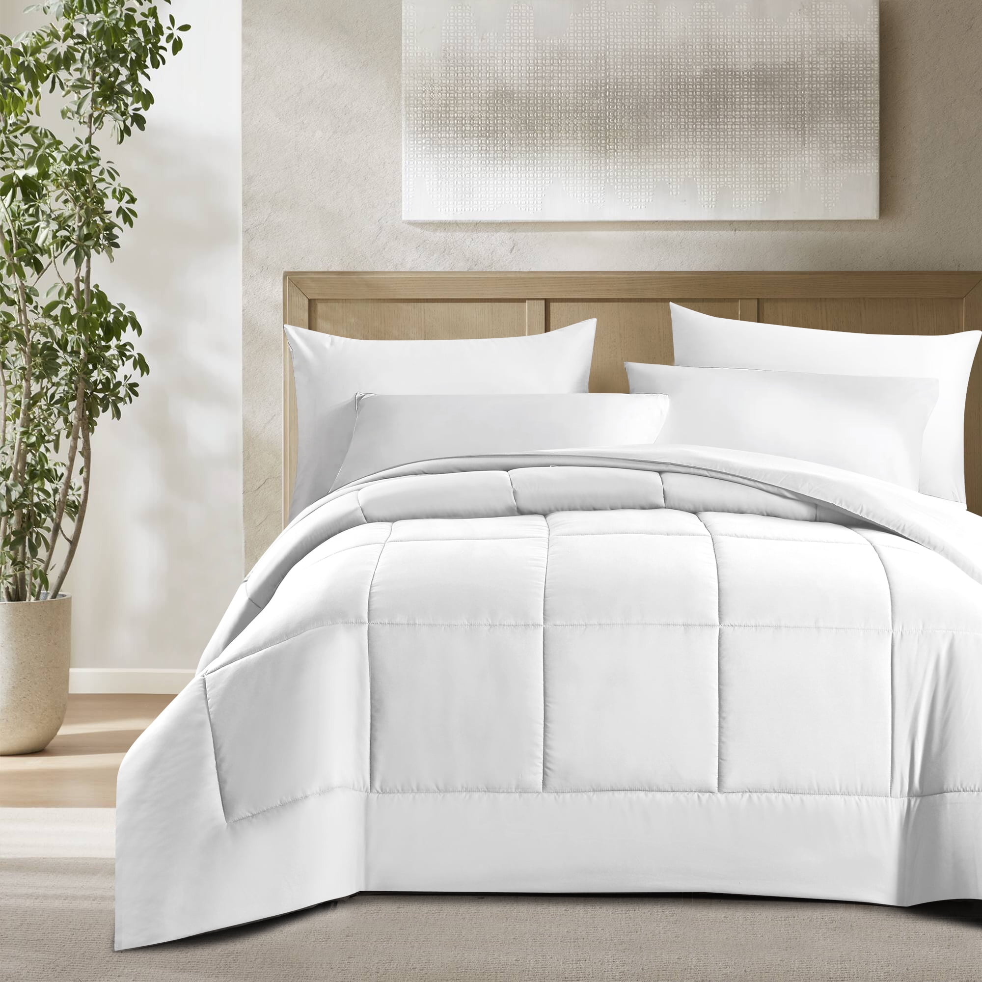 Swift Home High-Filled Down Alternative Comforter, Ultra Soft All Season Hypoallergenic Bedding, Twin, White