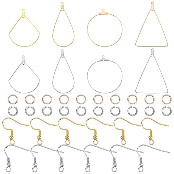Earring DIY Making Kit 24pcs Beading Hoop Earring Finding Stainless Steel Wire Pendants and 60pcs Open Jump Rings 60pcs Earring Hooks for Earrings Jewelry Making DIY Mixed Color
